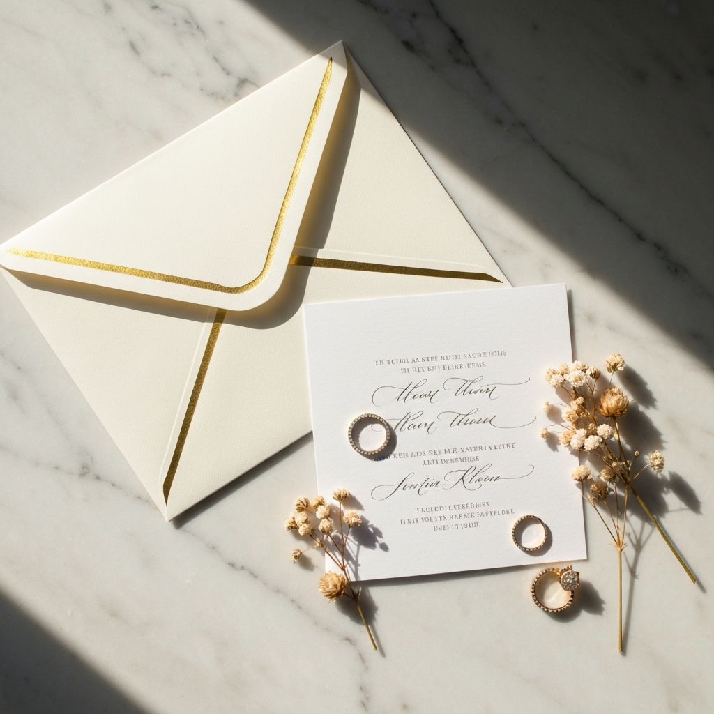 Luxury wedding invitation with gold foil details